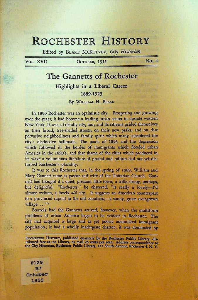 Rochester History NY October 1955 The Gannetts of Rochester0