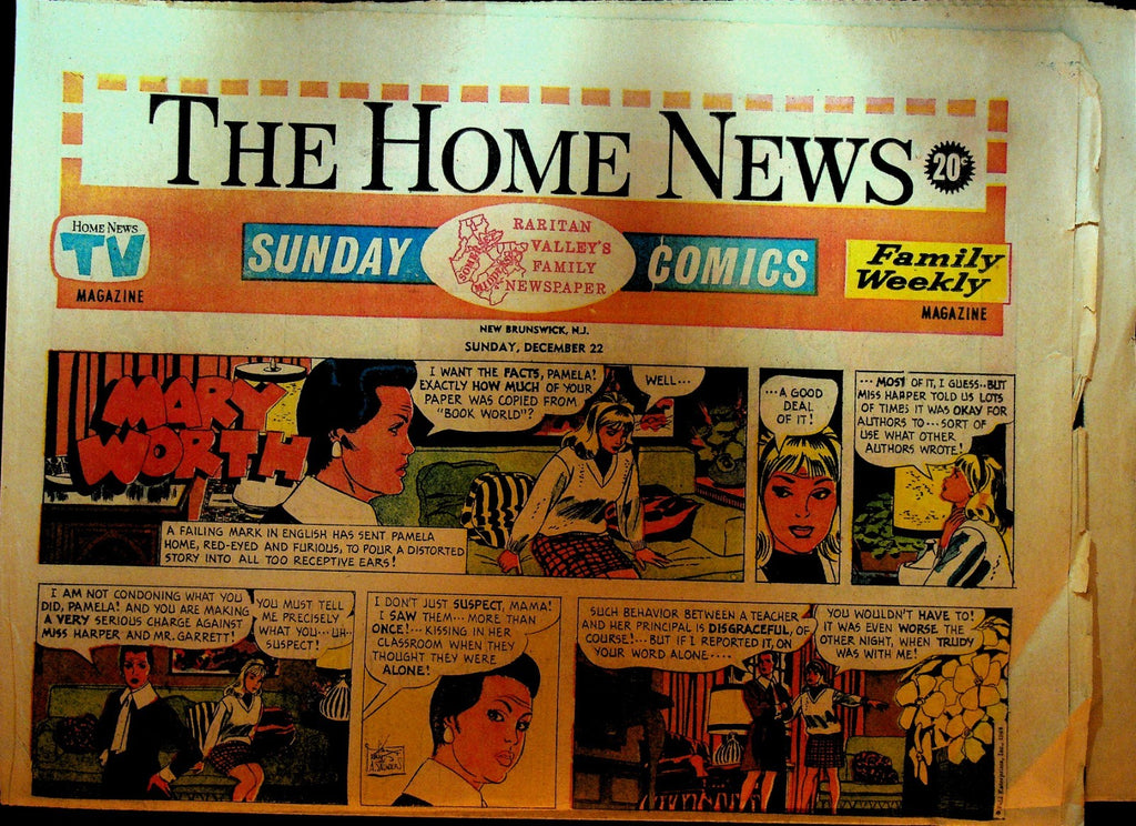 The Home News Sunday Comics New Brunswick NJ December 22 1968 Peanuts Mary Worth0