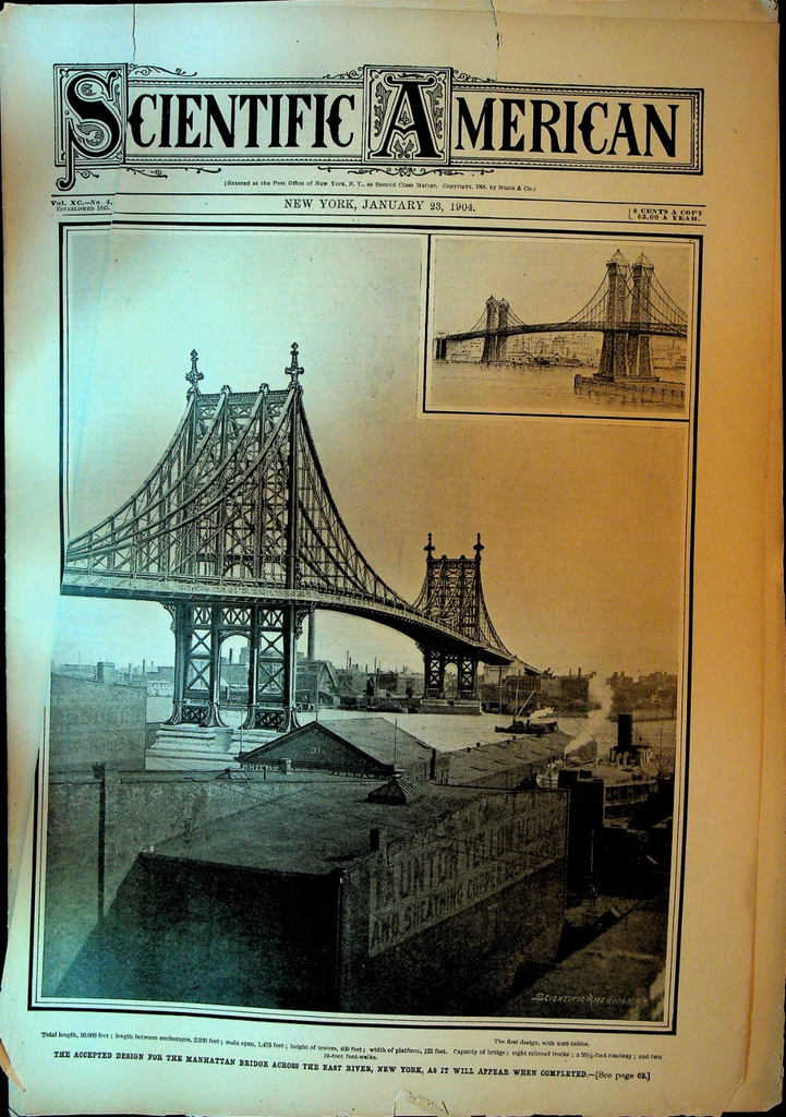 Scientific American January 23 1904 Manhattan Bridge New York City Kasaga Ship0