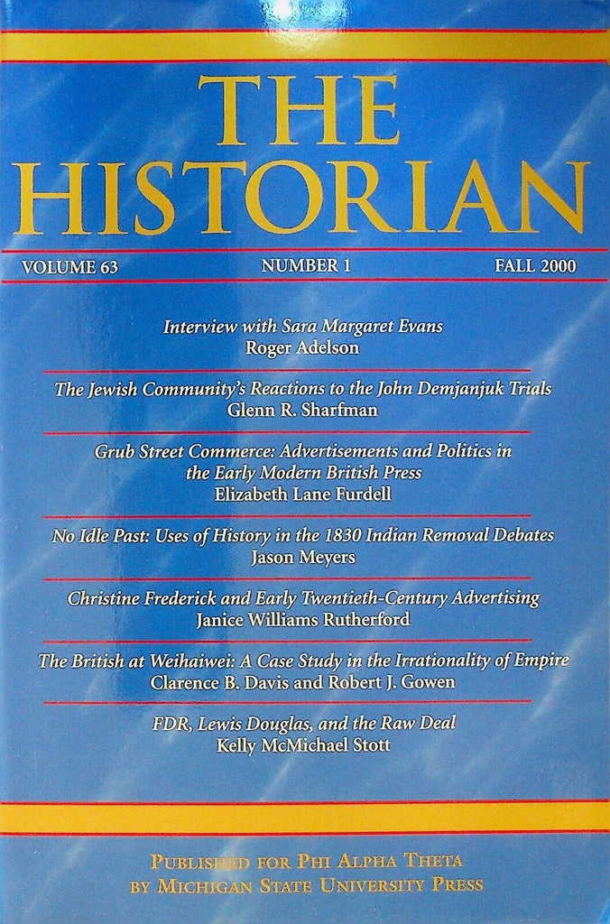 The Historian Journal Fall 2000 Sara Margaret Evans John Demjanjuk