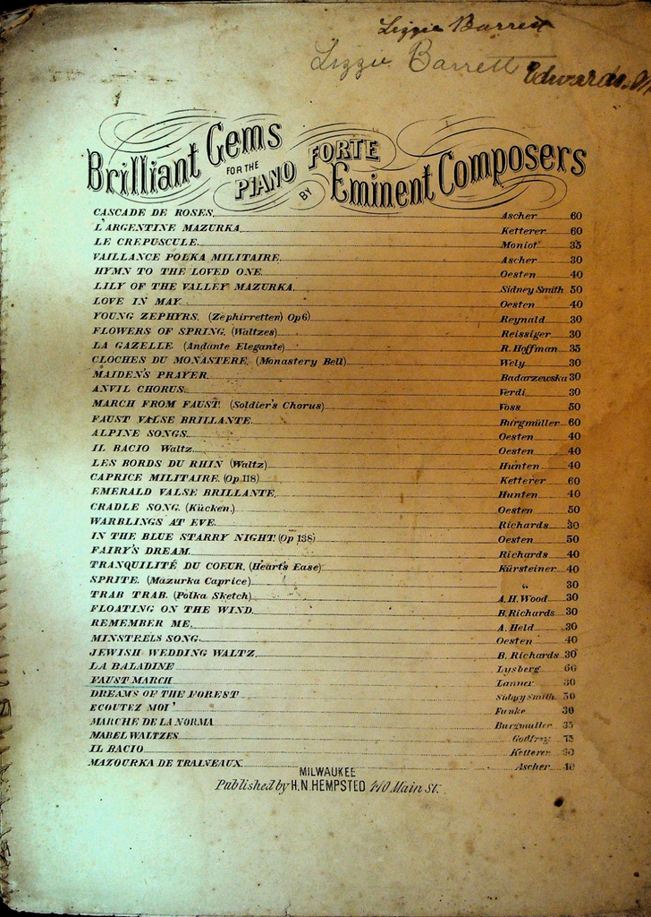 Faust March Sheet Music Joseph Lanner Brilliant Gems ca 18680
