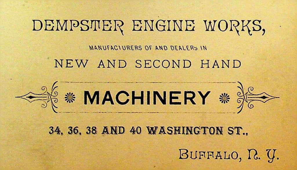 Dempster Engine Works Buffalo NY 1800s Business Card  Used Machinery