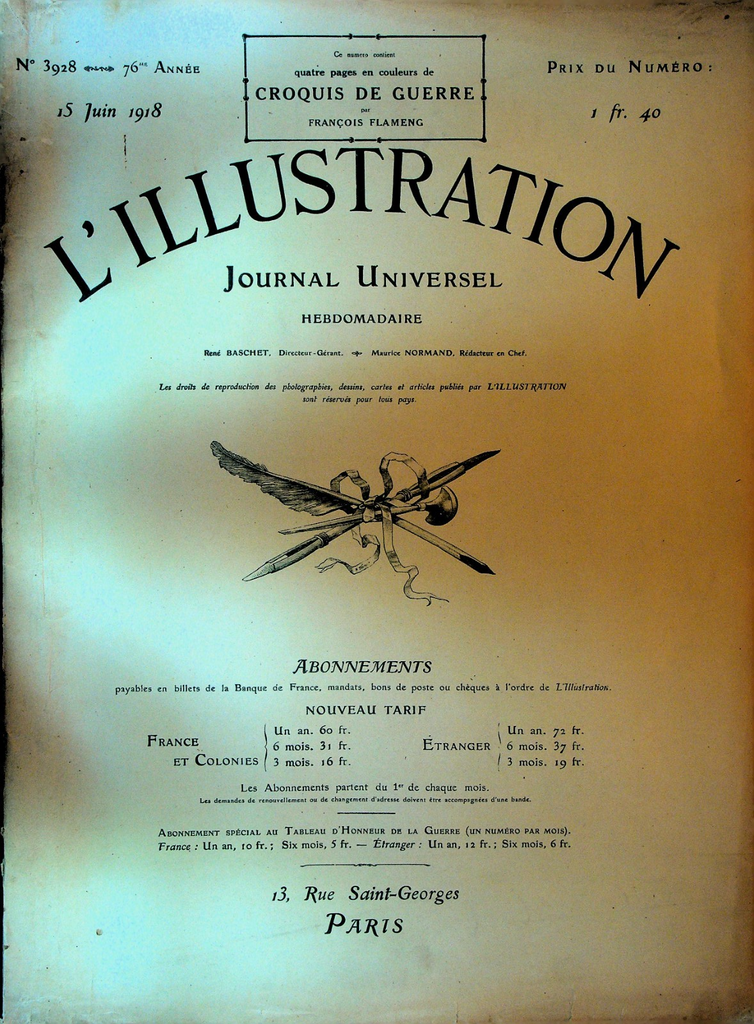 L'Illustration Magazine June 15 1918 WWI French Magazine Georges Clemenceau0