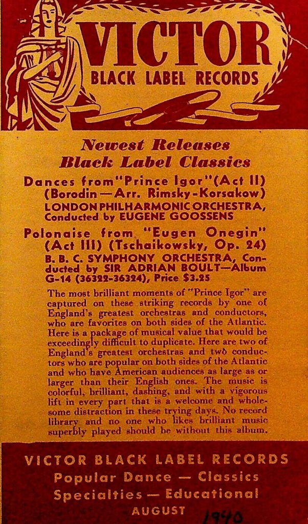 Victor Black Label Classics Record List Brochure 1930s Xavier Cugat