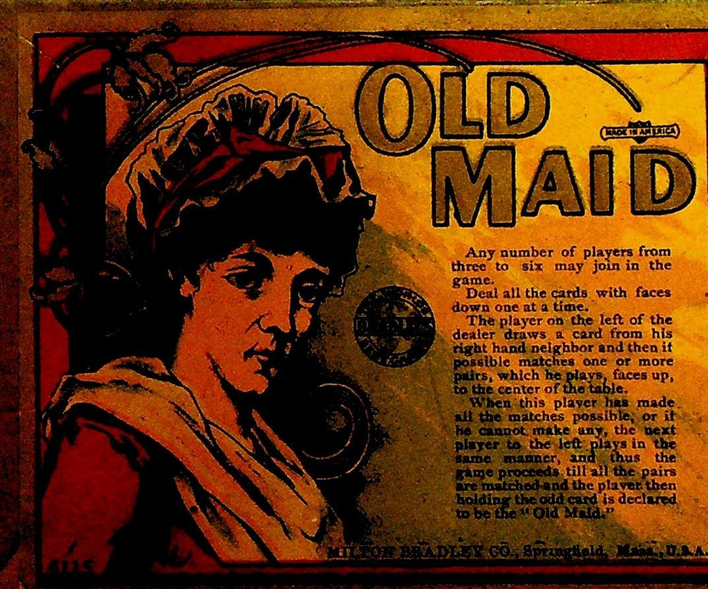 Old Maid Game ca 1910 Milton Bradley #4115 Complete Football Fishing Sailor0
