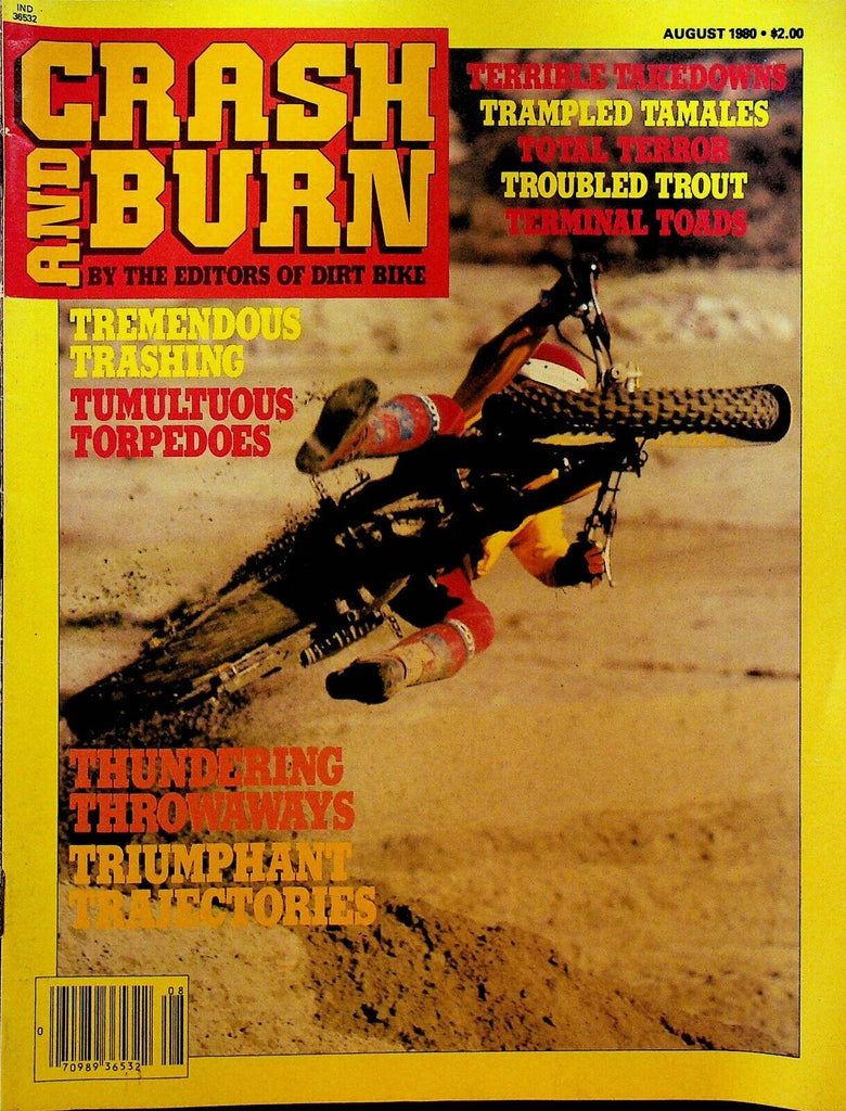 Crash & Burn Dirt Bike Magazine August 1980 Humor Action Crashes