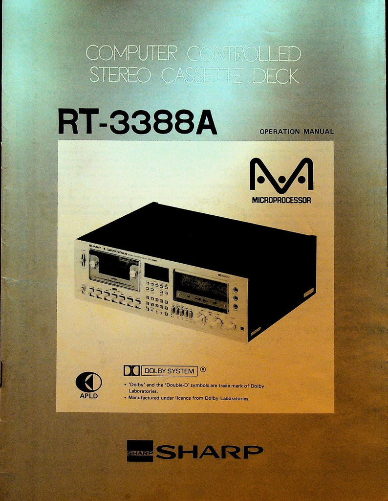 Sharp Computer Controlled Stereo Cassette Deck RT-3388A Operation Manual0