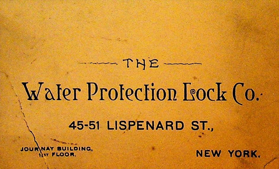Water Protection Lock Co Business Card New York City ca 19000