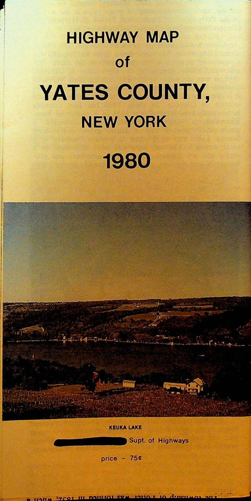 Yates County Highway Map 1980 Upstate New York