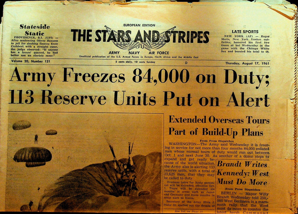 Stars & Stripes European Edition August 17 1961 Reserve Units on Alert0