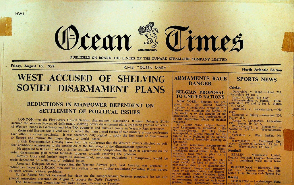 Queen Mary Ocean Times Cunard August 16 1957 Cold War0