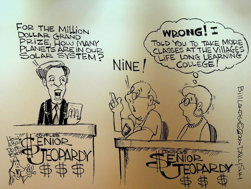 Bill Landis Original Cartoon Art The Villages Daily Sun 2006 Senior Jeopardy