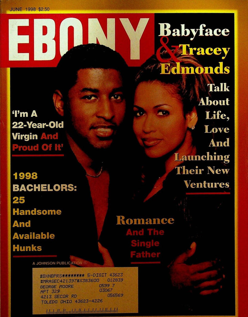 Ebony Magazine June 1998 Babyface Tracey Edmonds Bill Clinton Jerry Manuel