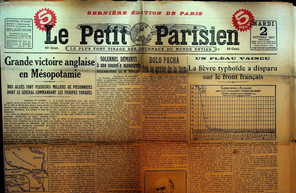 Le Petit Parisien WWI Newspaper France October 2 1917 Bolo Pasha Pacha