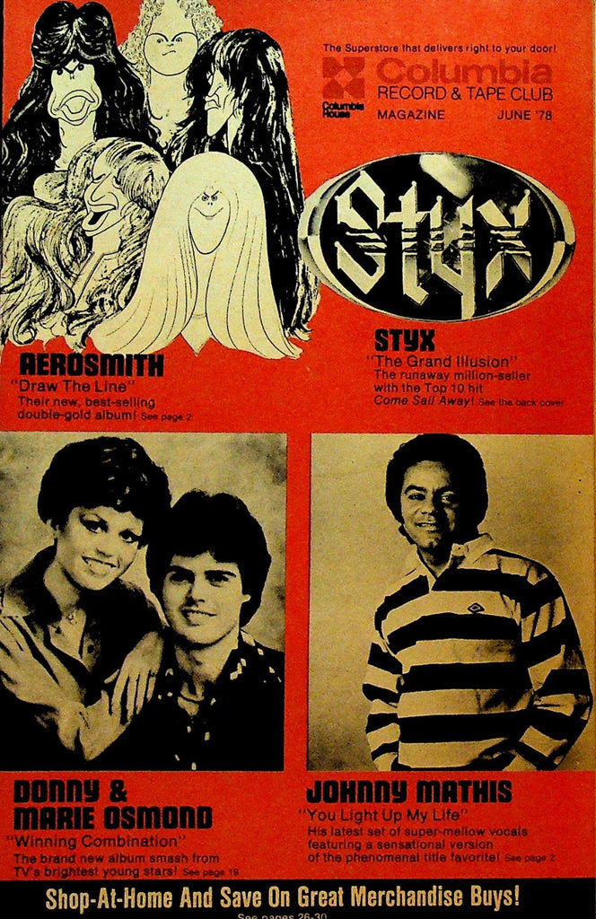 Columbia Record & Tape Club Catalog June 1978 Aerosmith Donny Marie Osmond Styx0