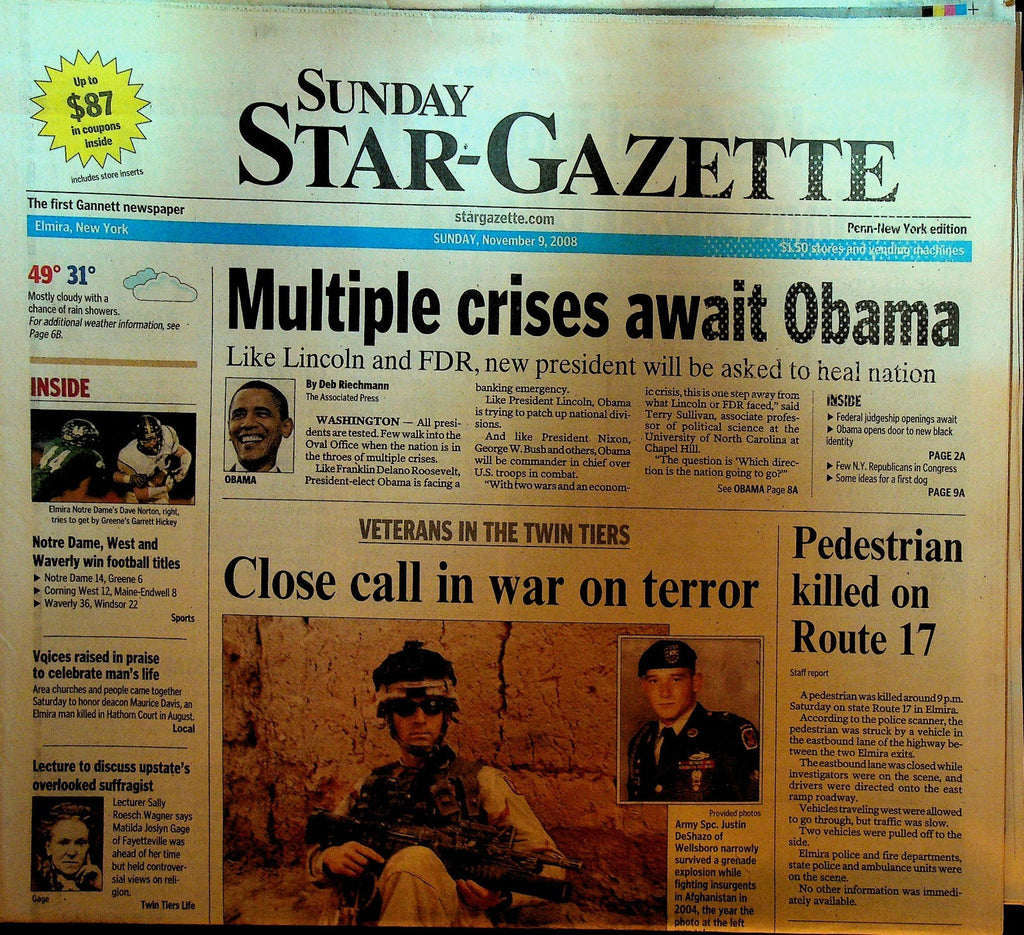 Sunday Star Gazette Newspaper Elmira NY Barack Obama Justin DeShazo0