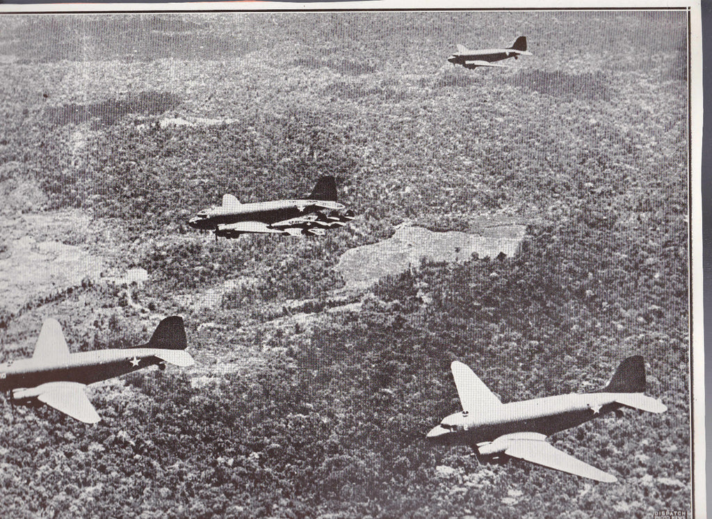 Three US Troop Carriers in Flight  WWII Dispatch Photo News Service  0