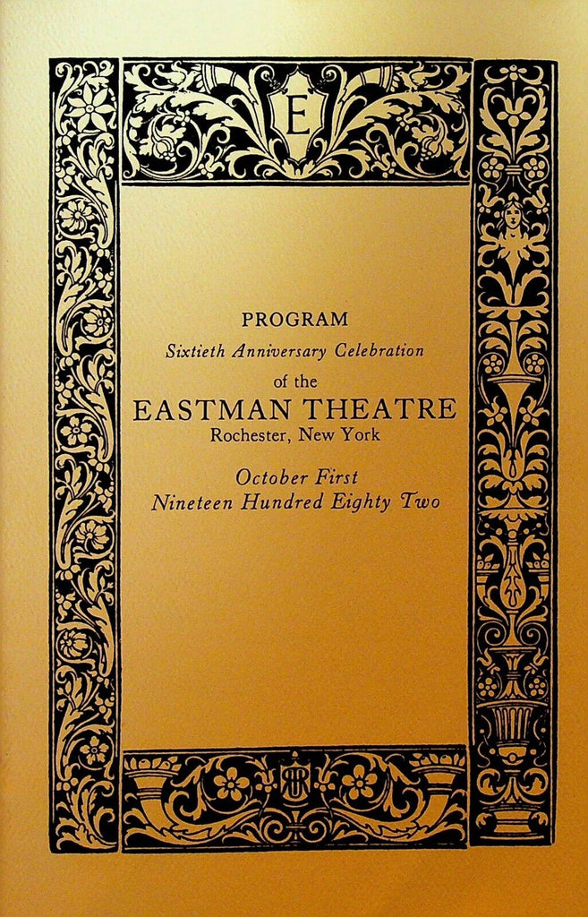 Eastman Theatre Rochester NY October 1 1982 60th Anniversary Program