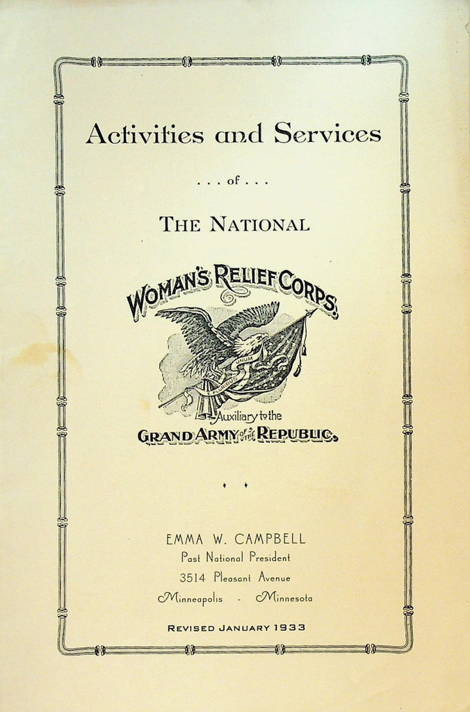 Activities & Services of National Woman's Relief Corps Grand Army Republic 19330