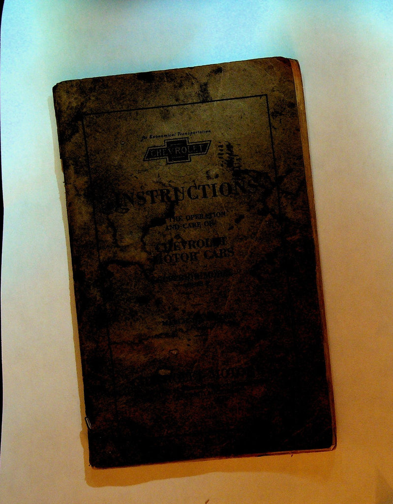 Chevrolet Motor Cars Instructions For Operation & Care Superior Model 19260