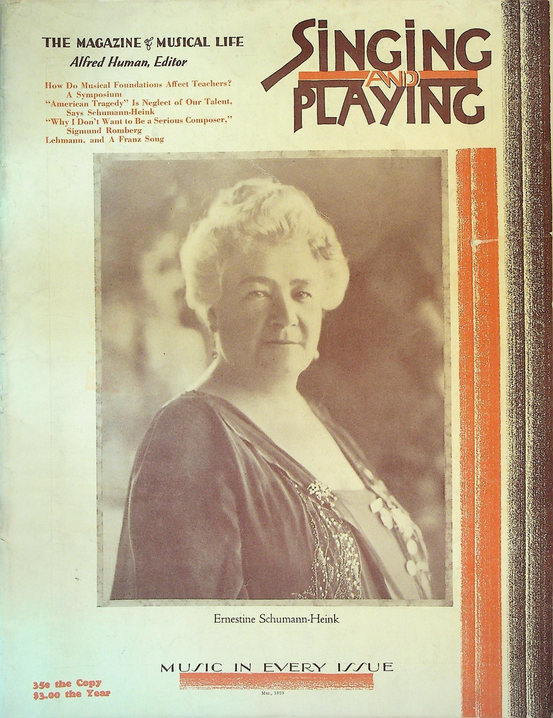 Singing & Playing Magazine March 1929 Ernestine Schumann Heink Sigmund Romberg0