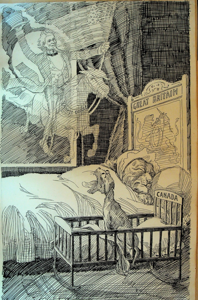Baby's Nightmare Uncle Sam Canada Britain Original Art 1896 Charles L Bartlett0