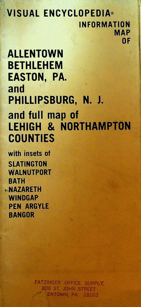 Visual Encyclopedia Map 1960s Allentown Bethlehem Easton PA Phillipsburg NJ0