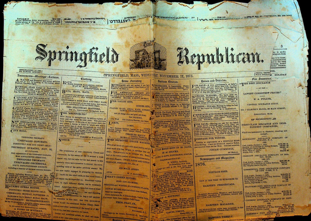 Springfield Republican Newspaper Ma November 17 1875 St Louis Whiskey Fraud0