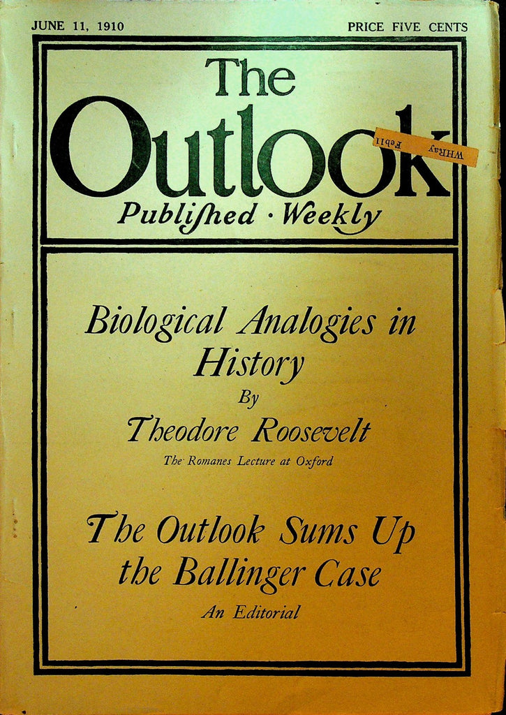 Outlook Magazine June 11 1910 Theodore Roosevelt Slaves in China Emancipated0