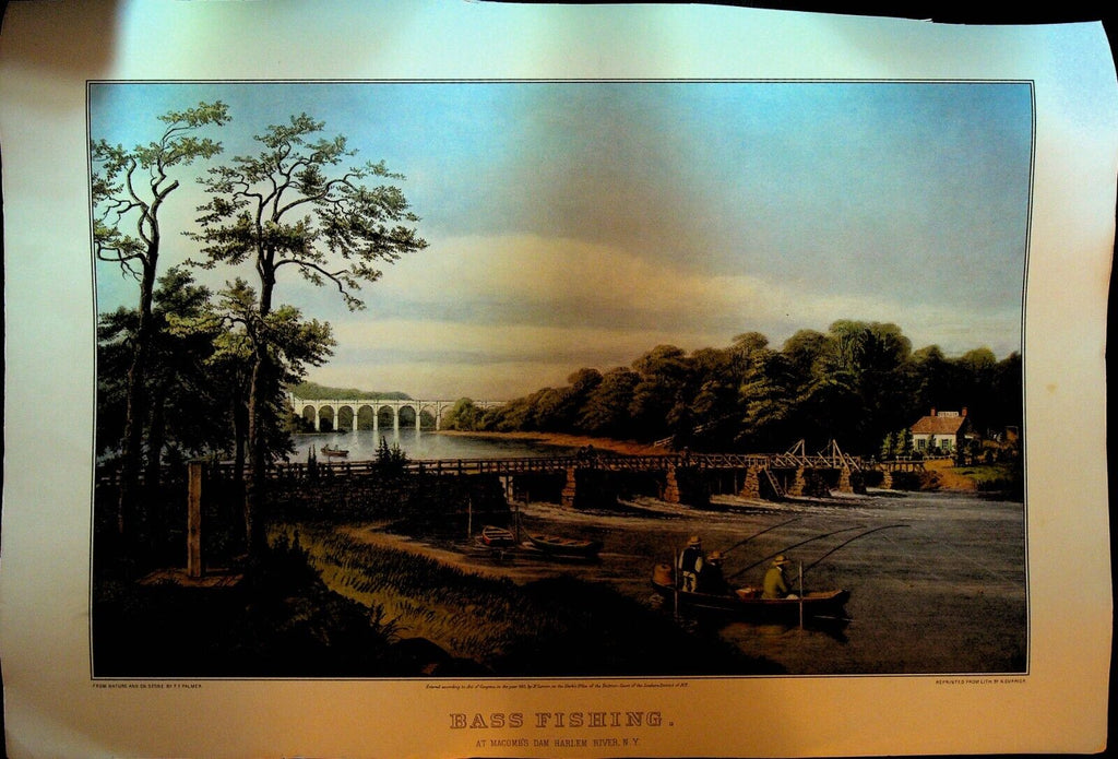 Currier & Ives Calendar Topper 1962 Bass Fishing Macomb's Dam Harlem River