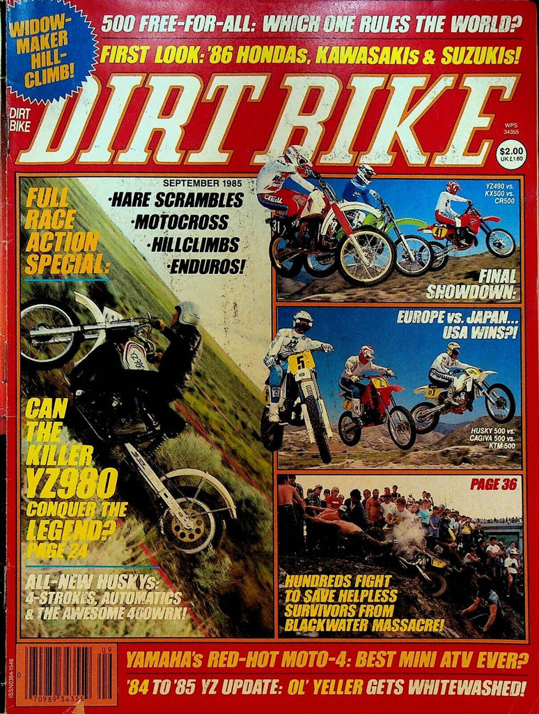 Dirt Bike Magazine September 1985 Yamaha YFM80 Husqvarna 400WRX Larry Roeseler