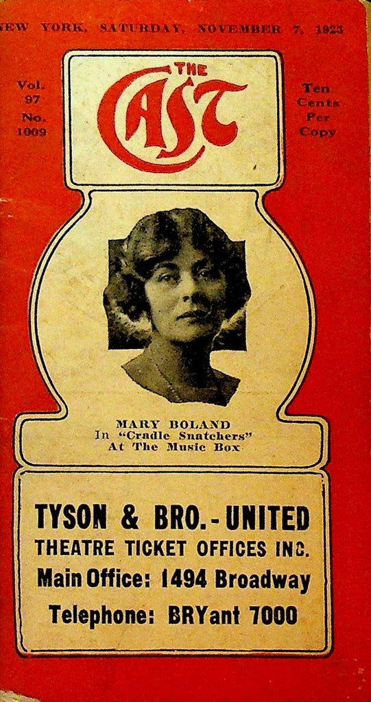 The Cast New York City Play Booklet List November 7 1925 Mary Boland0