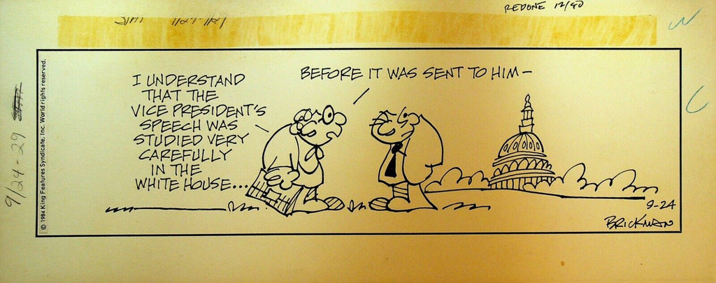 The Small Society Original Comic Strip Art September 24 1984 VP Speech