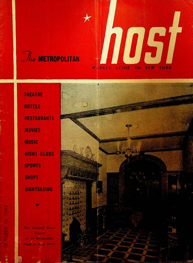 Metropolitan Host Weekly Guide to New York City October 16 1943 Frank Sinatra