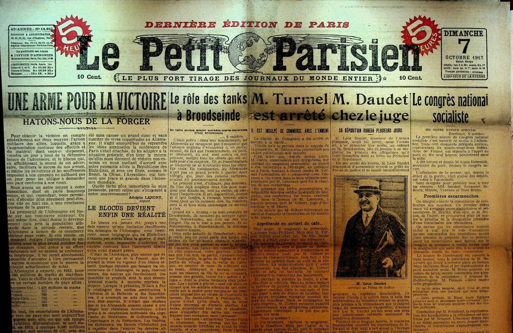 Le Petit Parisien WWI Newspaper France October 7 1917 Broodseinde Leon Daudet