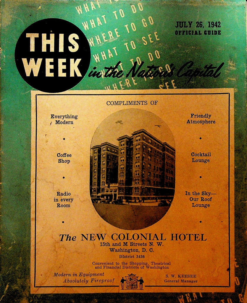 This Week in the Nation's Capital Washington DC Tourist Booklet July 26 19420