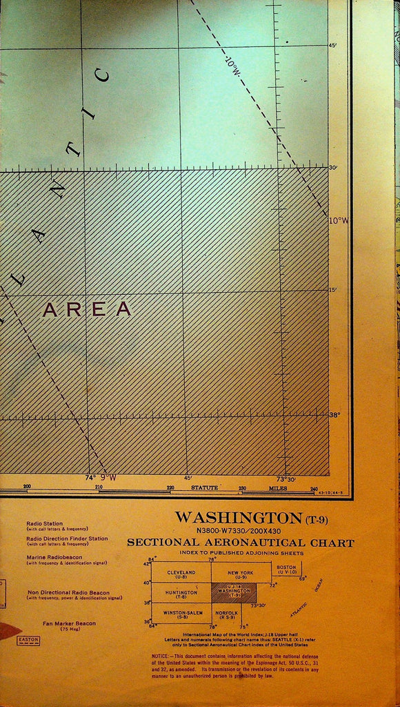 Washington DC Sectional Aeronautical Chart Map May 25 19440