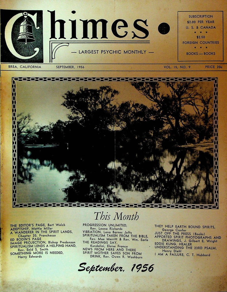Chimes Magazine Psychic September 1956 George Confer Henry Diehl Mattie Miller