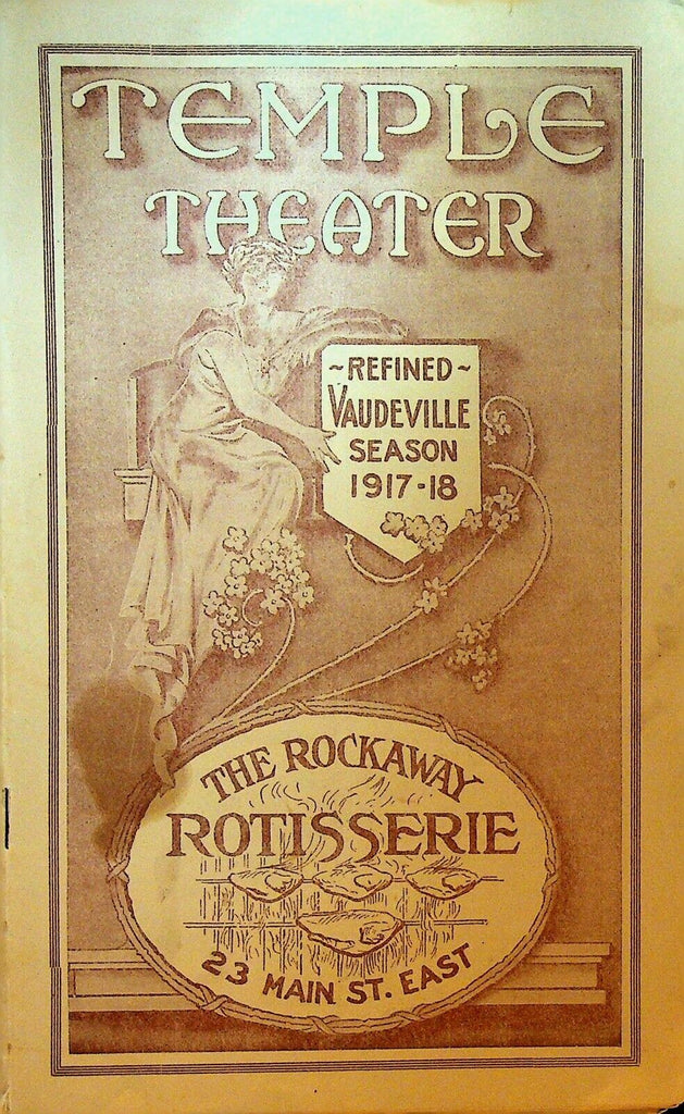 Temple Theater Vaudeville Program 1917 Fox & Ward A Seymour Brown Darras Bros