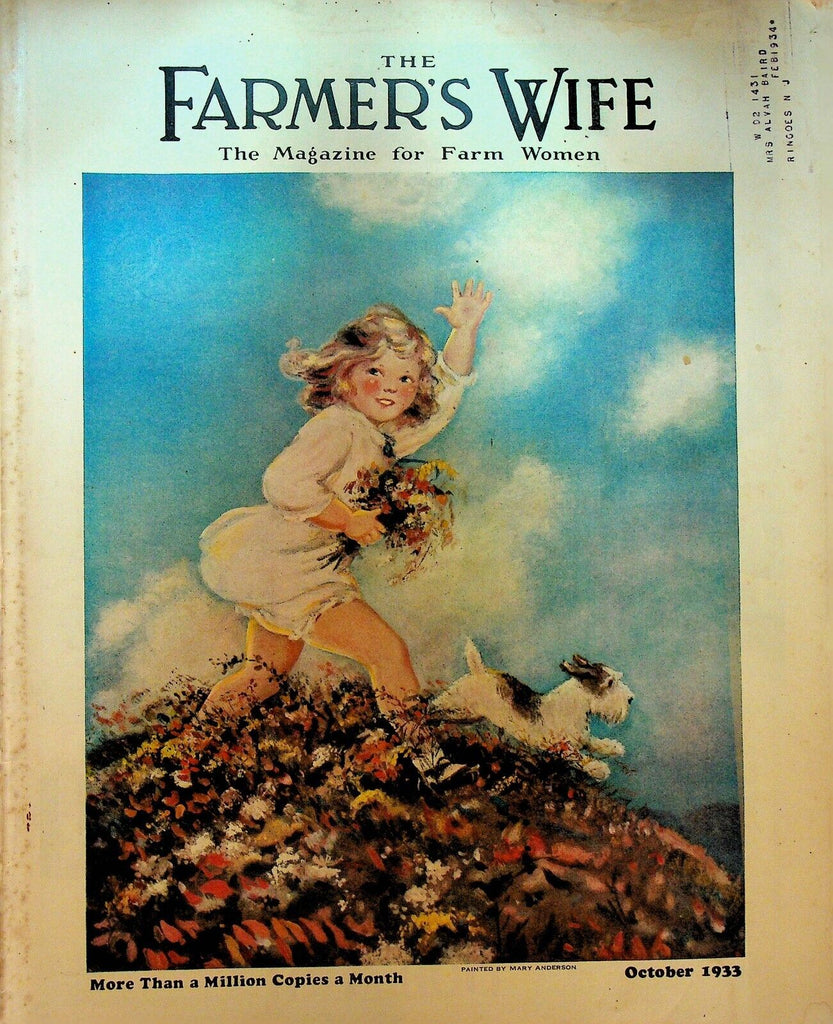 The Farmer's Wife Magazine October 1933 Mary Anderson Josephine Spencer