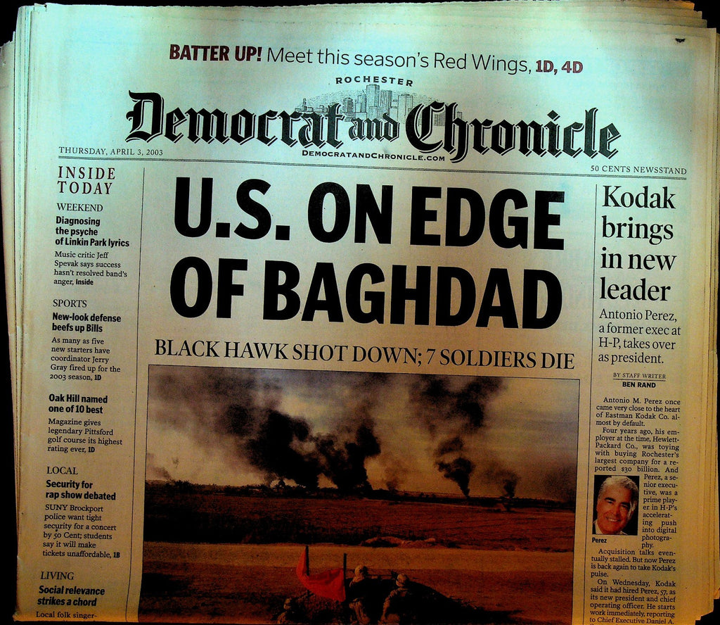 Rochester Democrat & Chronicle April 3 2003 Iraq War On Edge of Baghdad0