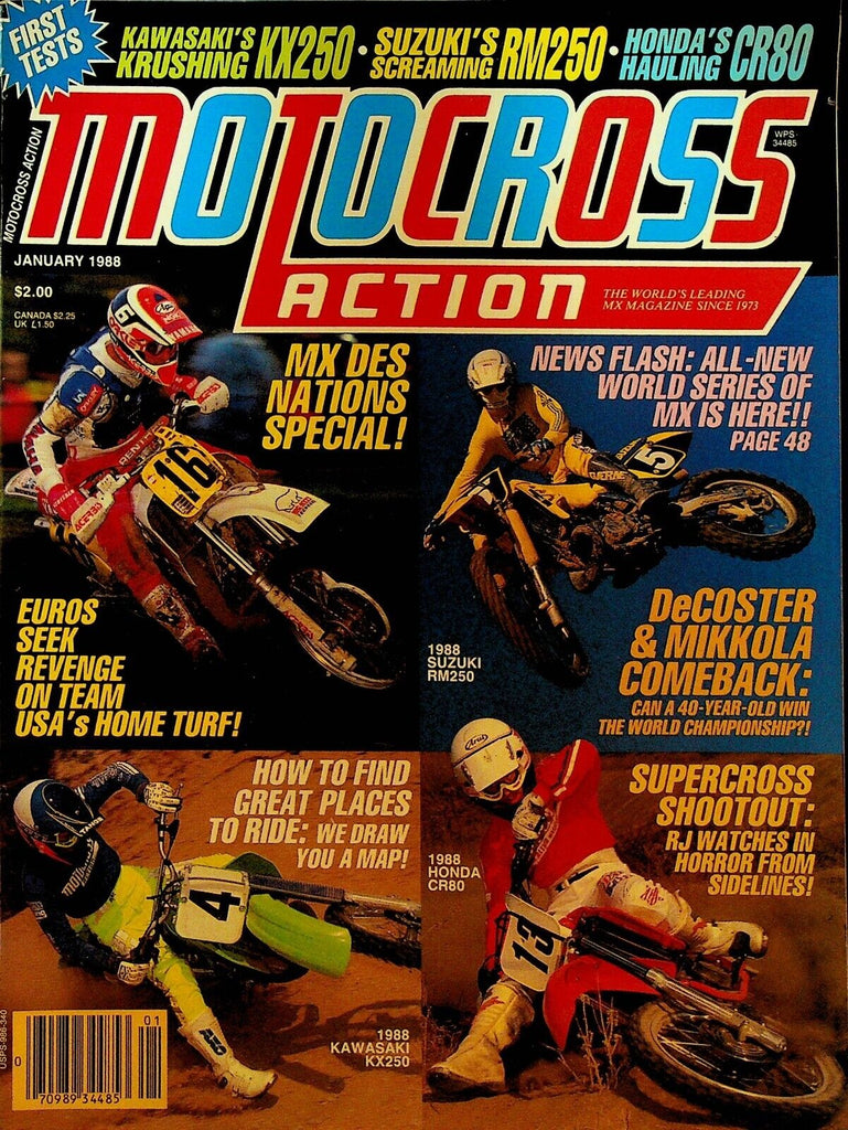 Motocross Action Magazine January 1988 Todd Smith Leif Persson Kawasaki Honda