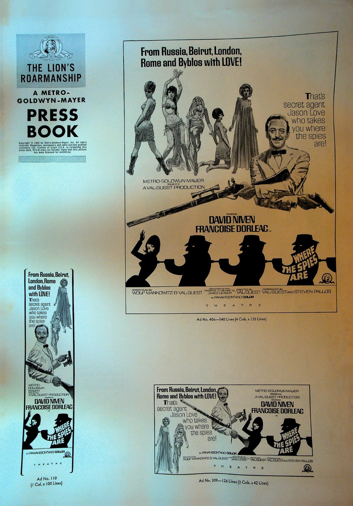 Where the Spies Are MGM Press Book David Niven Francoise Dorleac 19650