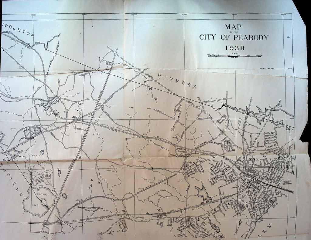Peabody Massachusetts City Map 1938 Osborn Palmer Engineer0