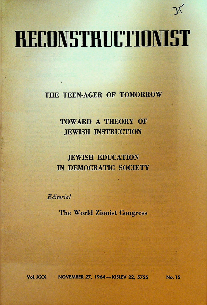 Reconstructionist Magazine November 27 1964 Jewish Instruction Education0