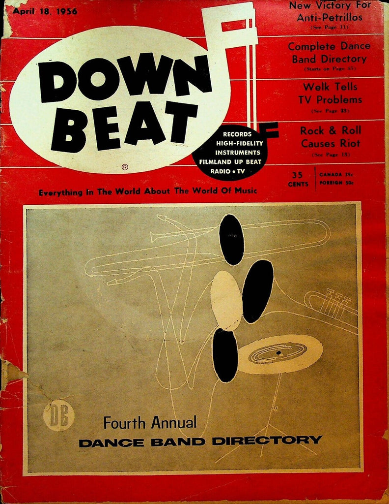 Down Beat Magazine April 18 1956 Jazz Cambridge Rock & Roll Teenage Riot