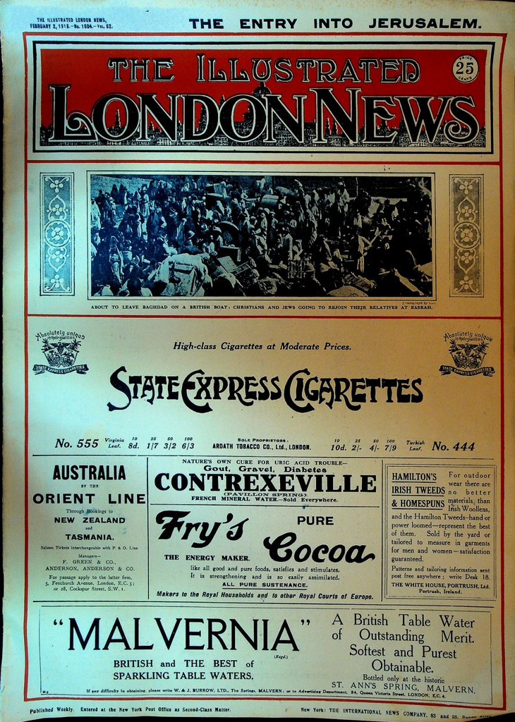 Illustrated London News February 2 1918 HMHS Rewa WWI Jerusalem0