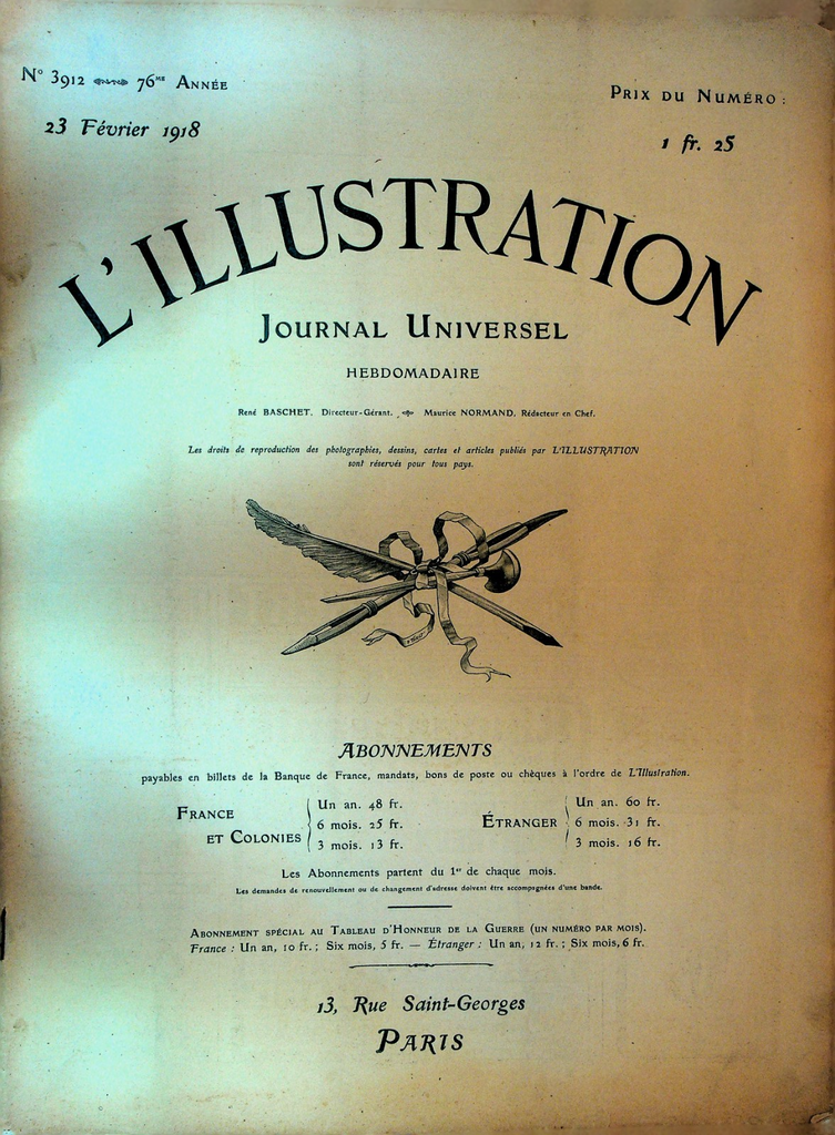 L'Illustration Magazine February 23 1918 WWI Sir Henry Hugus Wilson0