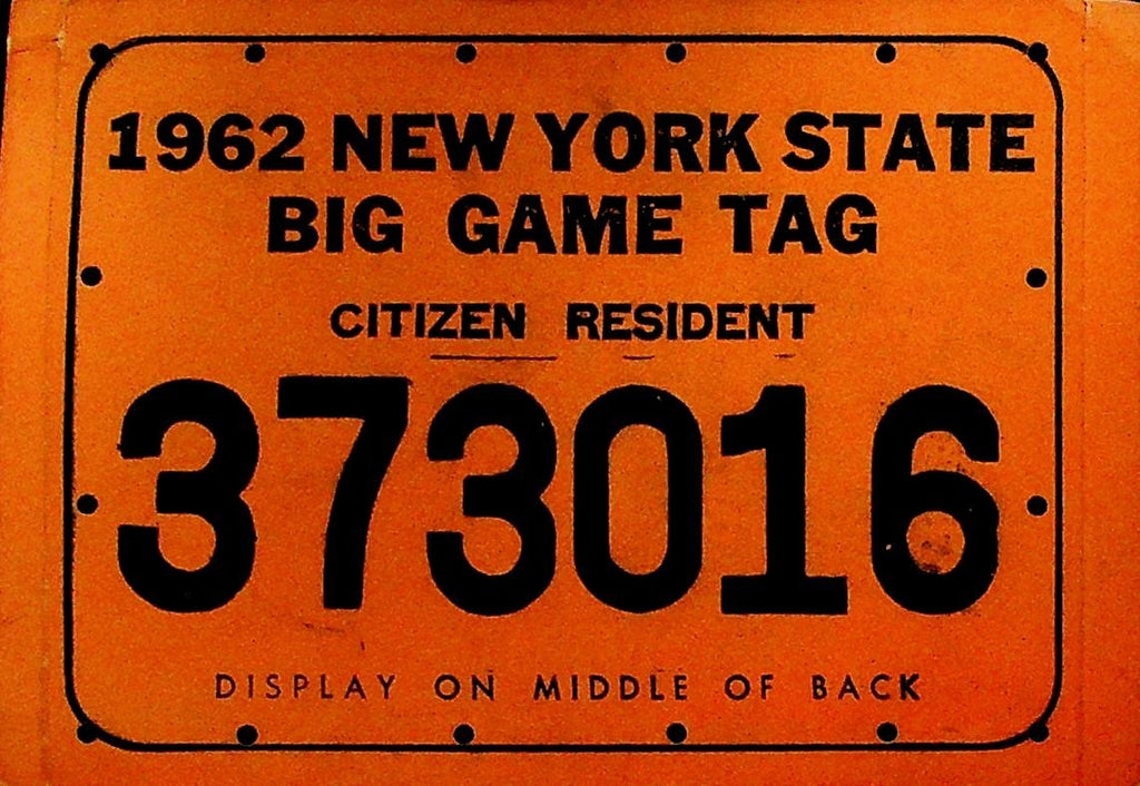 New York State Big Game Hunting Tag Citizen Resident 19620