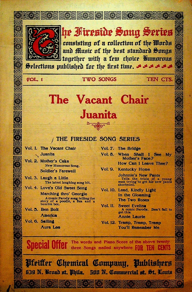 Fireside Song Series Pfeiffer Chemical Company Vacant Chair Juanita ca 19150